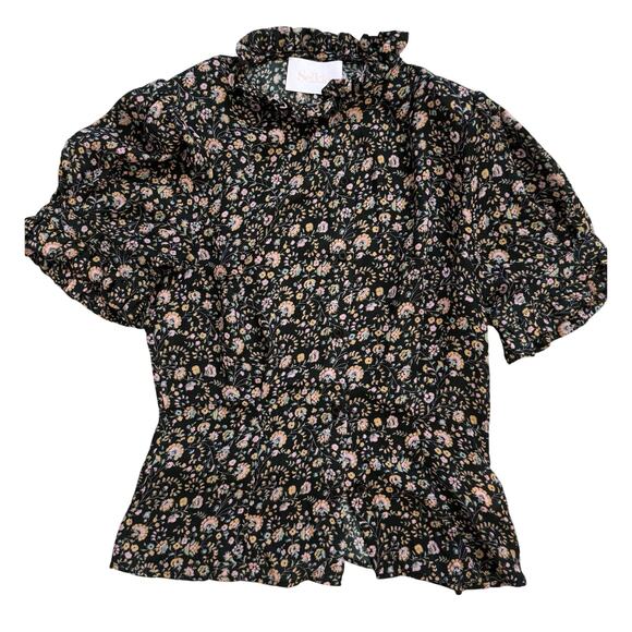 SELKIE FLORAL BUTTONDOWN BLOUSE WOMENS COTTAGECORE FEMININE S - Picture 1 of 7
